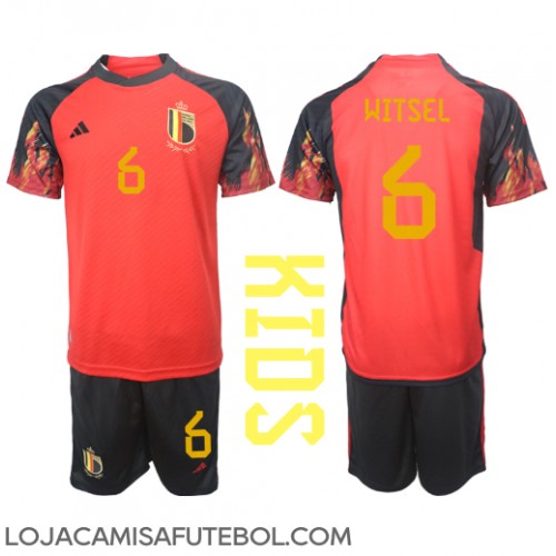 Camisa de Futebol Bélgica Axel Witsel #6 Equipamento Principal Infantil Mundo 2022 Manga Curta (+ Calças curtas)